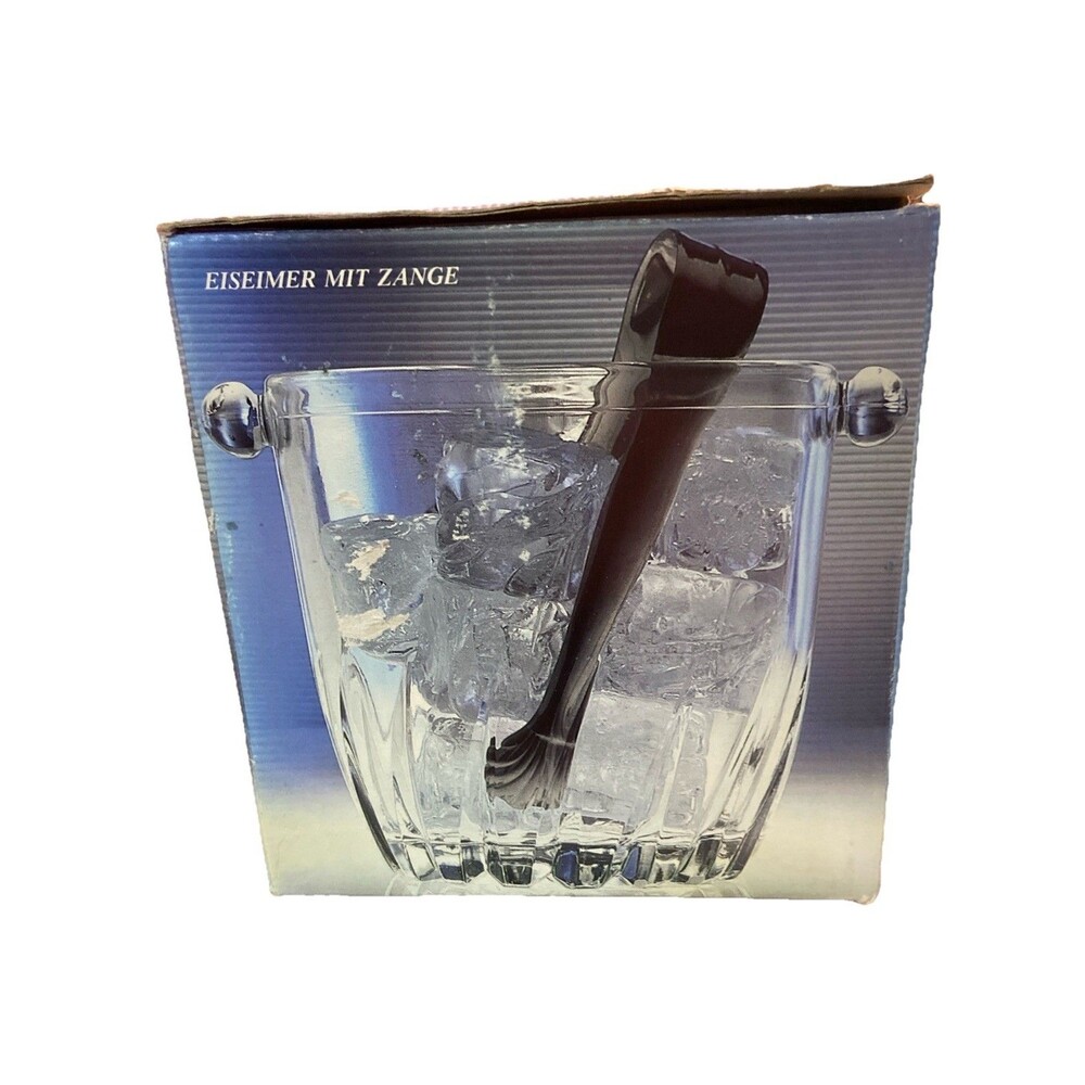 VERECOVETRO MONCAYO FINE ITALIAN GLASSWARE SMALL ICE BUCKET WITH TONGS